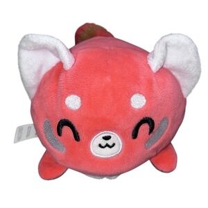 TeeTurtle Reversible Red Panda Plushie Happy Mad Mood Stuffed Toy Orange Gray